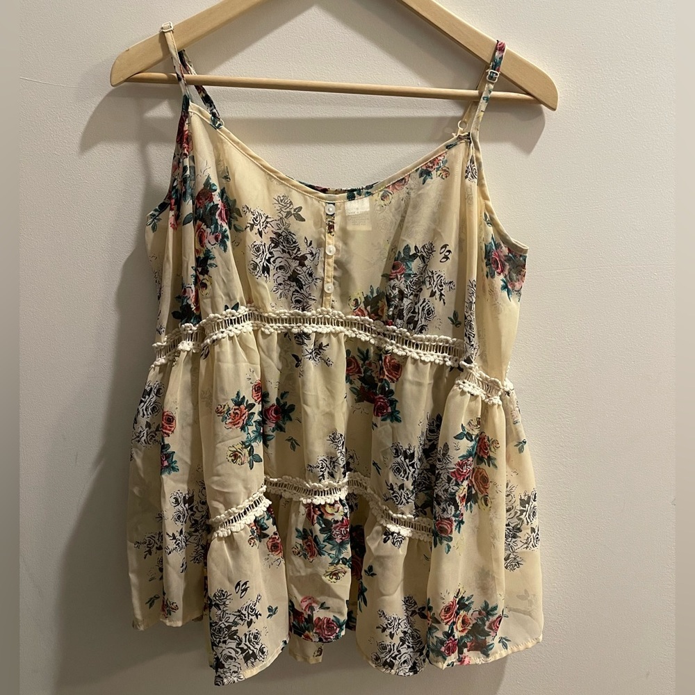 Floral Bell Sleeve Off-the-Shoulder Top - S